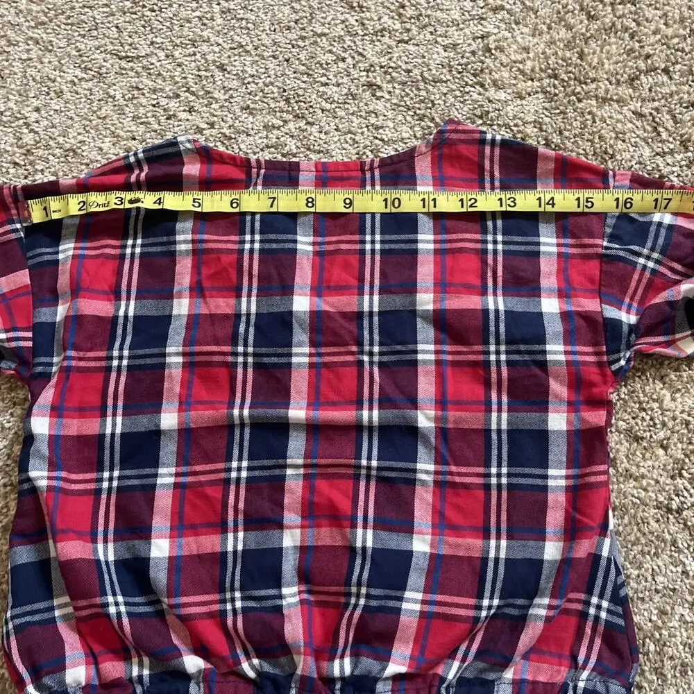 The Children’s Place Girls Plaid Top Red & Blue Sz. 7-8 Patriotic America Summer